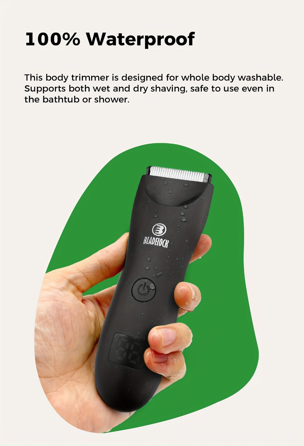 Manscaping Trimmer for Men IPX7 Waterproof Electric Groin and Ball Trimmer Ceramic Blades LCD Battery Display Replaceable Hea