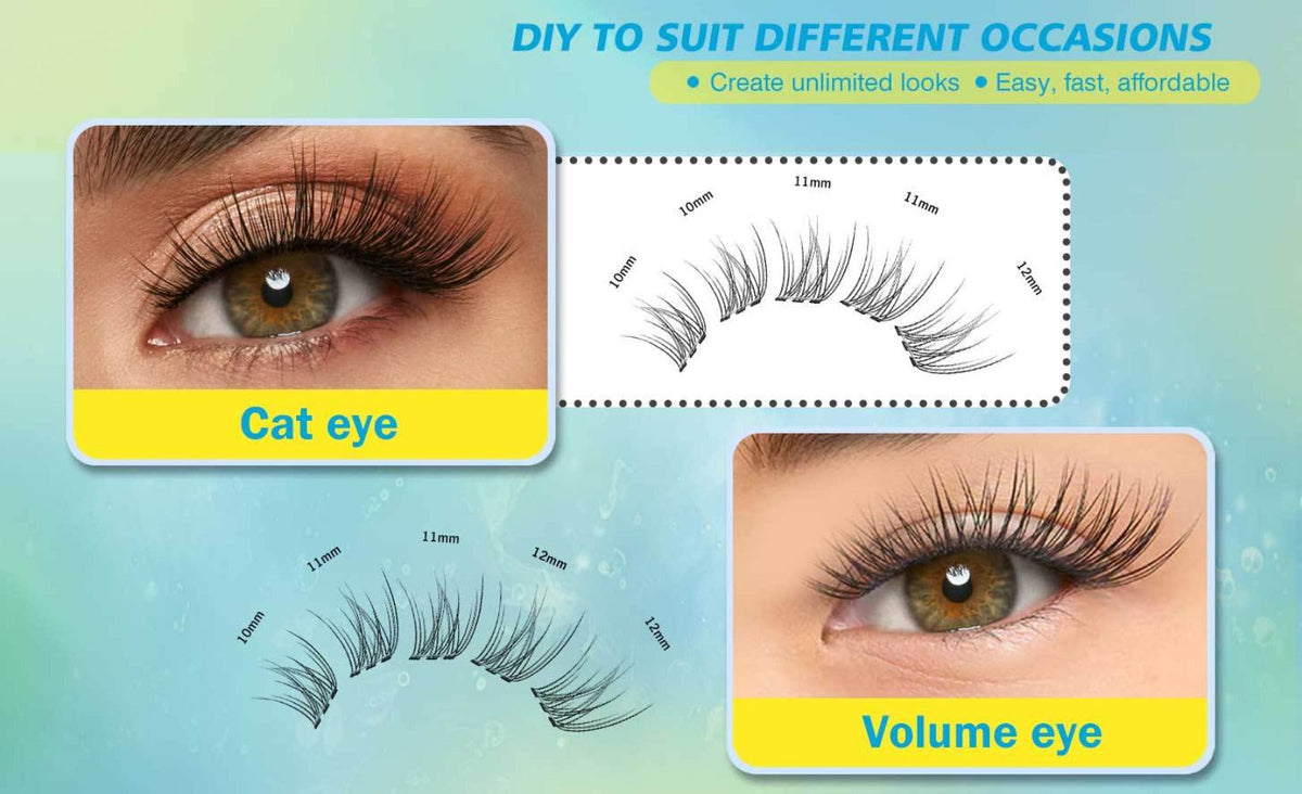 Pre-Glued Wispy False Eyelash Cluster Tray with 156 Clusters and Two Pink Applicator Tweezers — image 12