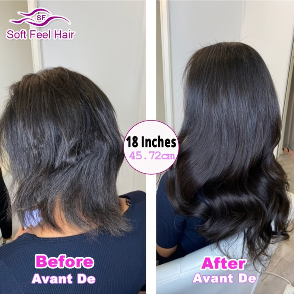 Clip In Human Hair Extensions Body Wave 8pcs 120g Full Head Real Human Hair Clip Ins Natural, for Home, Travel and Salon Hair