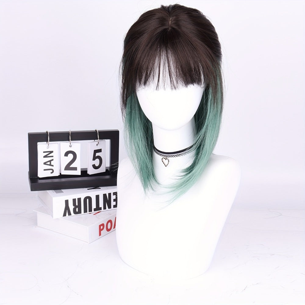 Synthetic Wig 16-Inch Straight Ombre Bob with Bangs, 150% Density and Rose Net Cap for Festivals — image 2