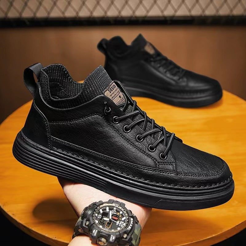Men's Black Non-Slip Sports Sneakers - Lightweight Wear-Resistant Trainers