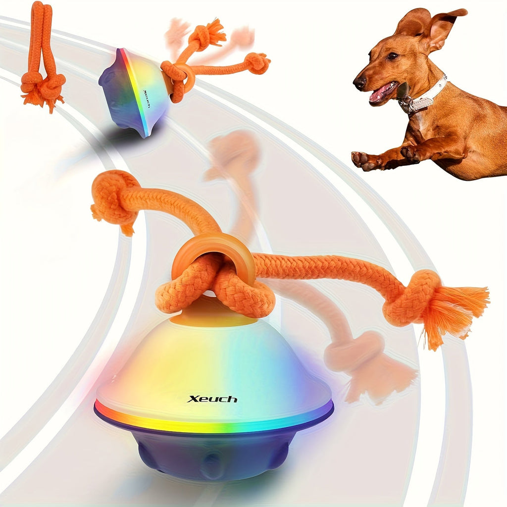 Dog Toy Motion-Activated Auto-Rolling Ball with Voice Recording, Rope and White or Gray Options — image 15