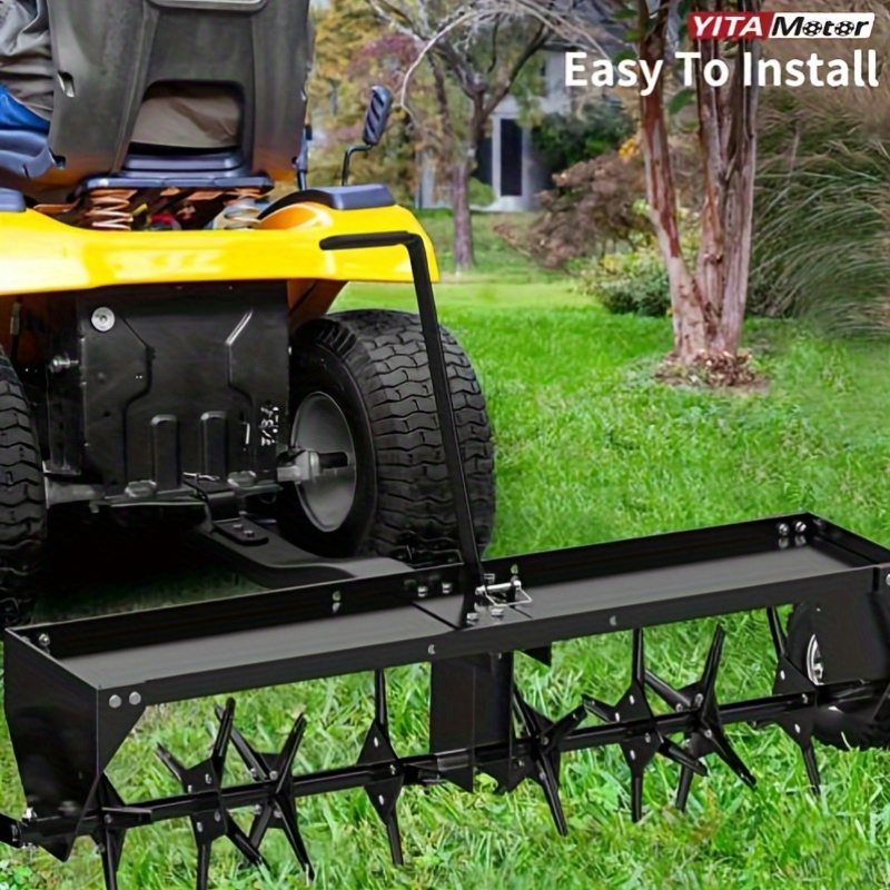 Tow-Behind Plug Aerator 48 Inch - Steel Lawn Aerator with 32 Hollow Tines, Weight Tray & 10-Inch Pneumatic Tires — image 5