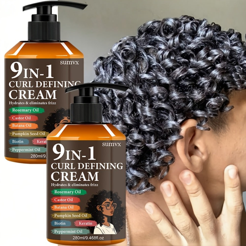 9-in-1 Curl Defining Cream by SUMVX in a Two-Pack of 280ml Pump Bottles with Seven Front-Label Ingredients — image 6