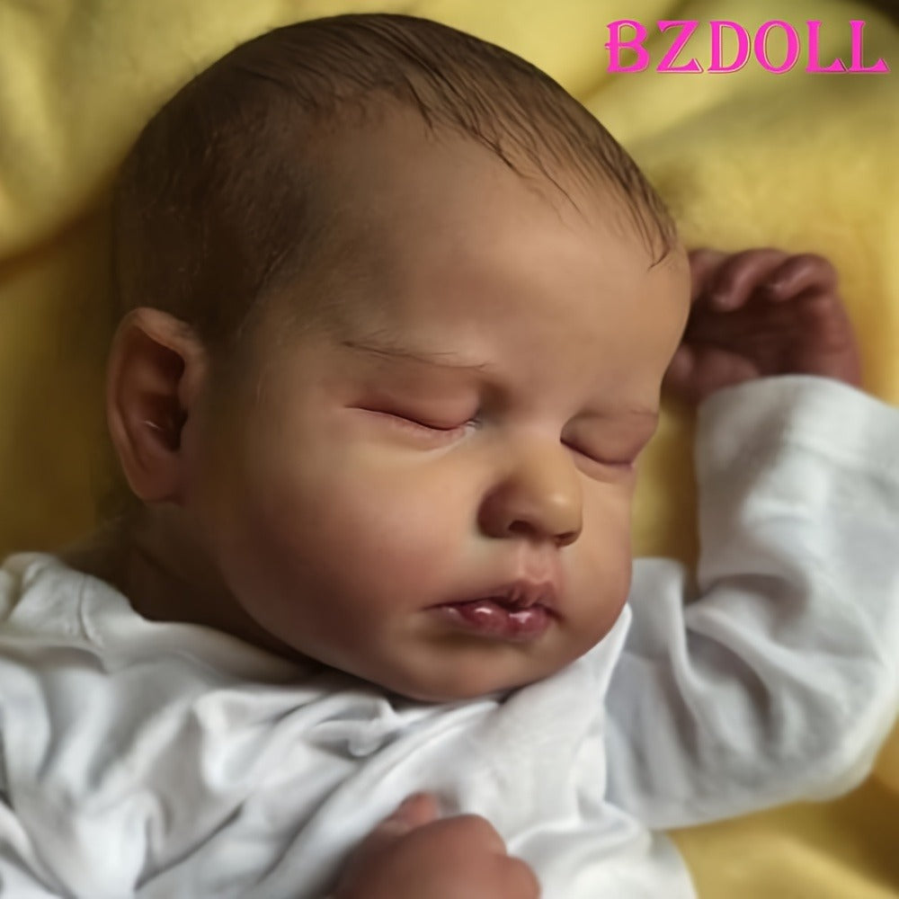 Sleeping 20-Inch Baby Doll with Cloth Body, White Long-Sleeve Outfit and 50 cm Size Label for Display — image 5