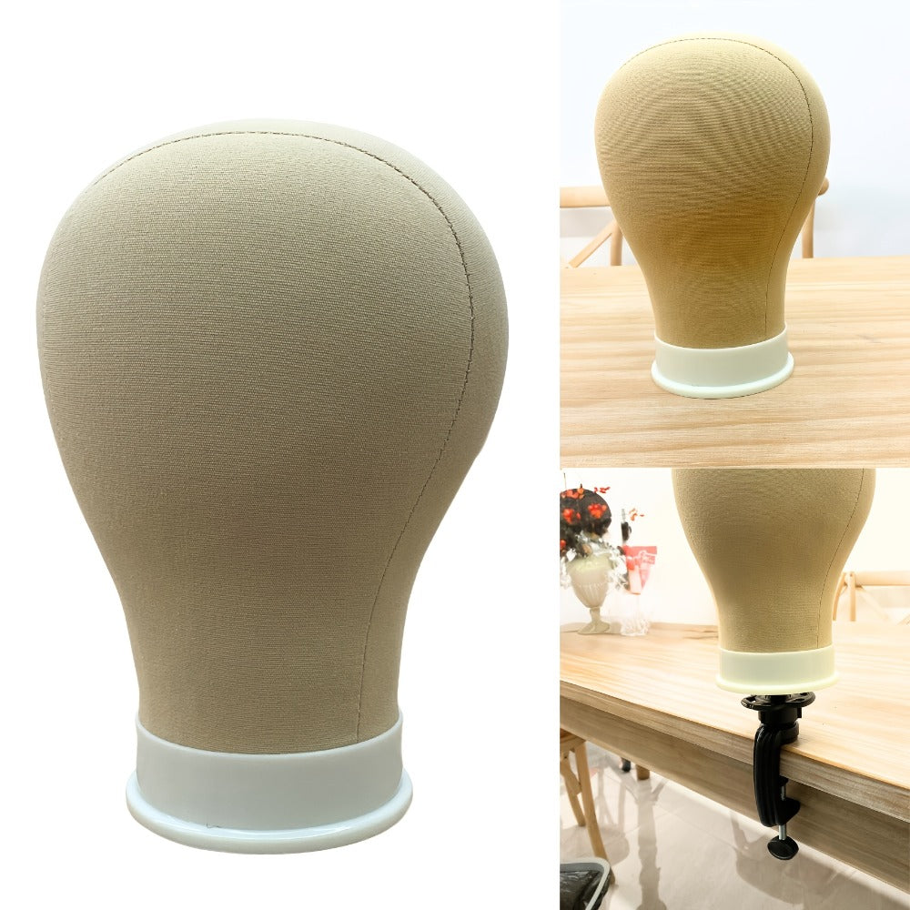 Canvas Mannequin Head for Wig Making with Stand 21 22 23 24 Inch – Complete Set with Needles & Wig Caps, Holes for Styling He