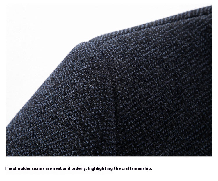 Temperament Lapel With Velvet Men's Woolen Coat