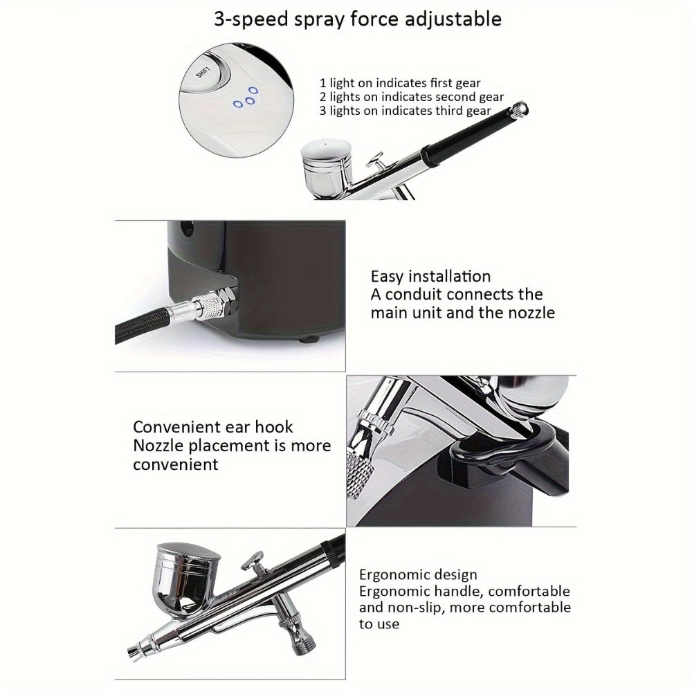 Mini Air Compressor and Airbrush Kit with White or Red 19B Model Options and 120 x 90 x 70 mm Pictured Base — image 8