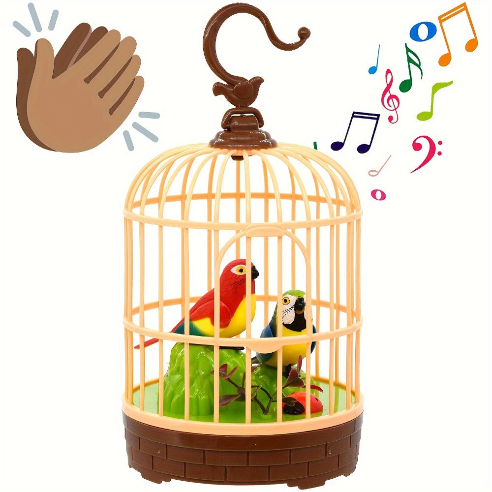 Mini Voice-Activated Birdcage Toy, Chirping & Wing-Fluttering Parrot, Interactive Sound-Responsive Animal Toy — image 4