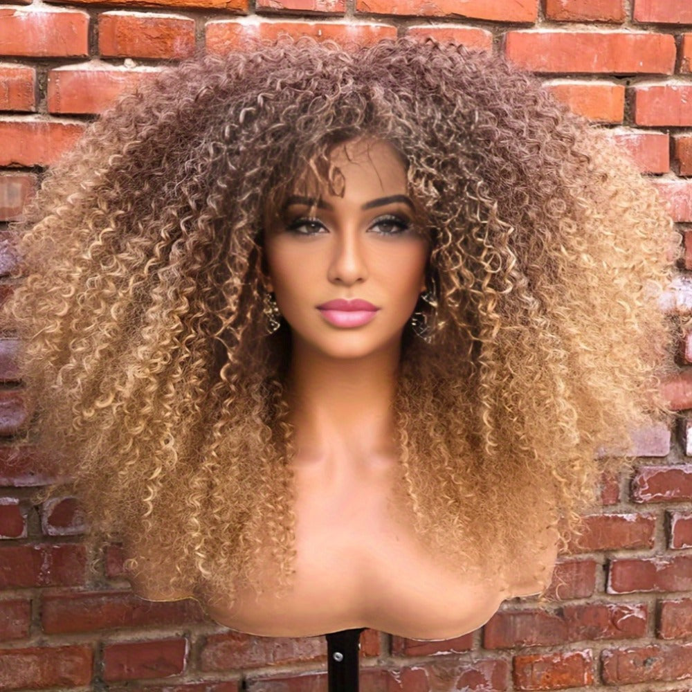 Synthetic Wig 18-Inch Kinky Curly Afro with Full Bangs, Glueless Straps and Combs for Costume Styling — image 2