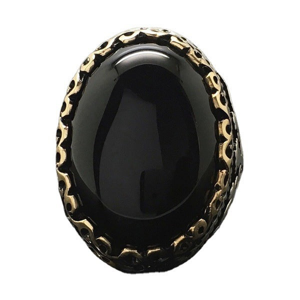 925 Thai Silver Black Zircon Plated Ring with Goose Egg Color Separation
