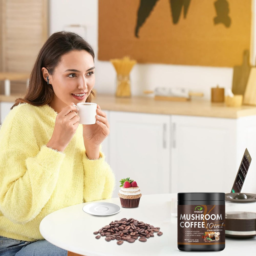 Mushroom Coffee Blend Powder 210g, Instant Coffee with Lion's Mane, Reishi, Cordyceps, Chaga & Chanterelle — image 16