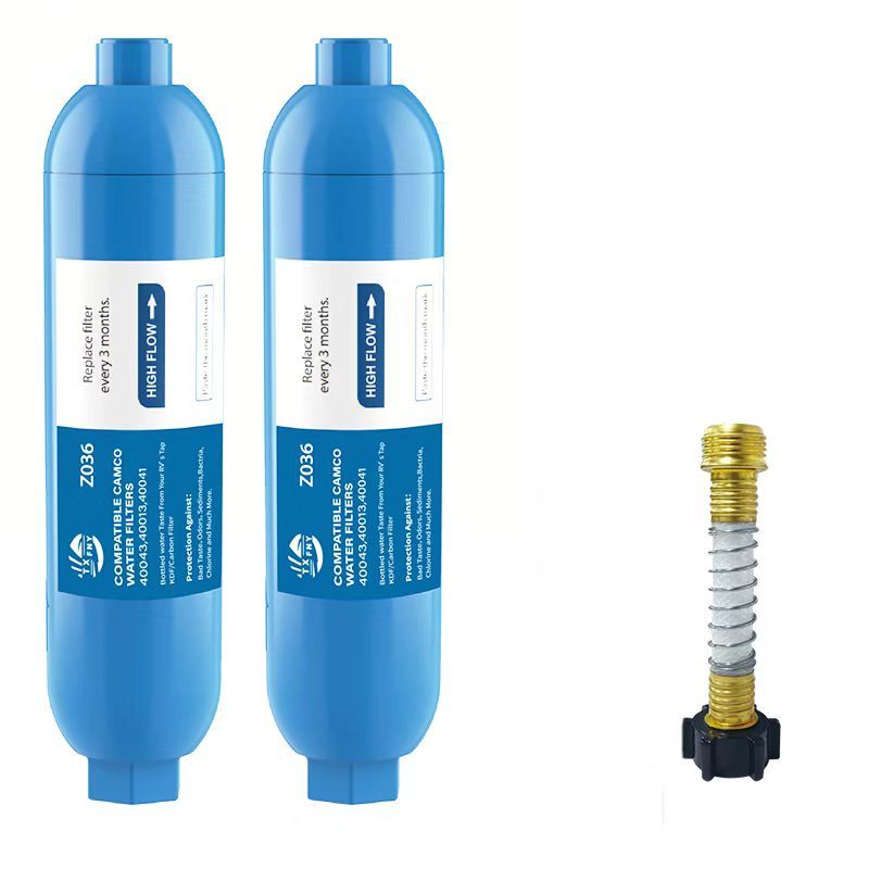RV Water Filter with Flexible Hose Protector – Inline Hose Filter, Reduces Chlorine, Odors & Sediment, BPA-Free, for RV, Camp