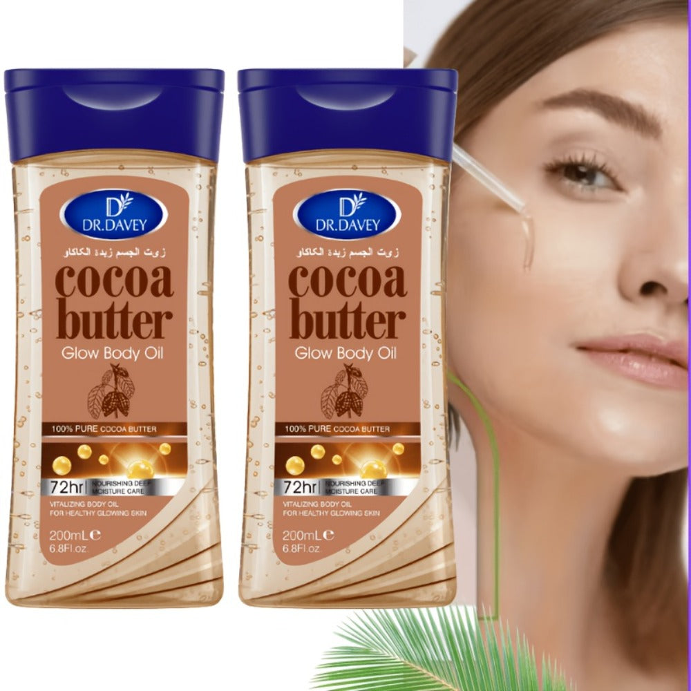 Cocoa Butter Body Oil, Two-Piece Set of 200ml Flip-Top Bottles with Coordinated Brown Labels — image 1