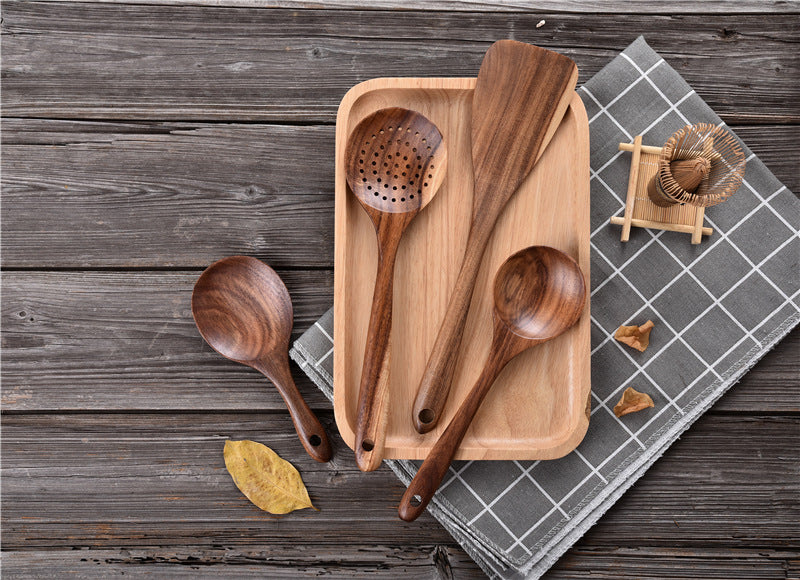 Non Stick Teak Cooking Spatula Set Of Seven Pieces