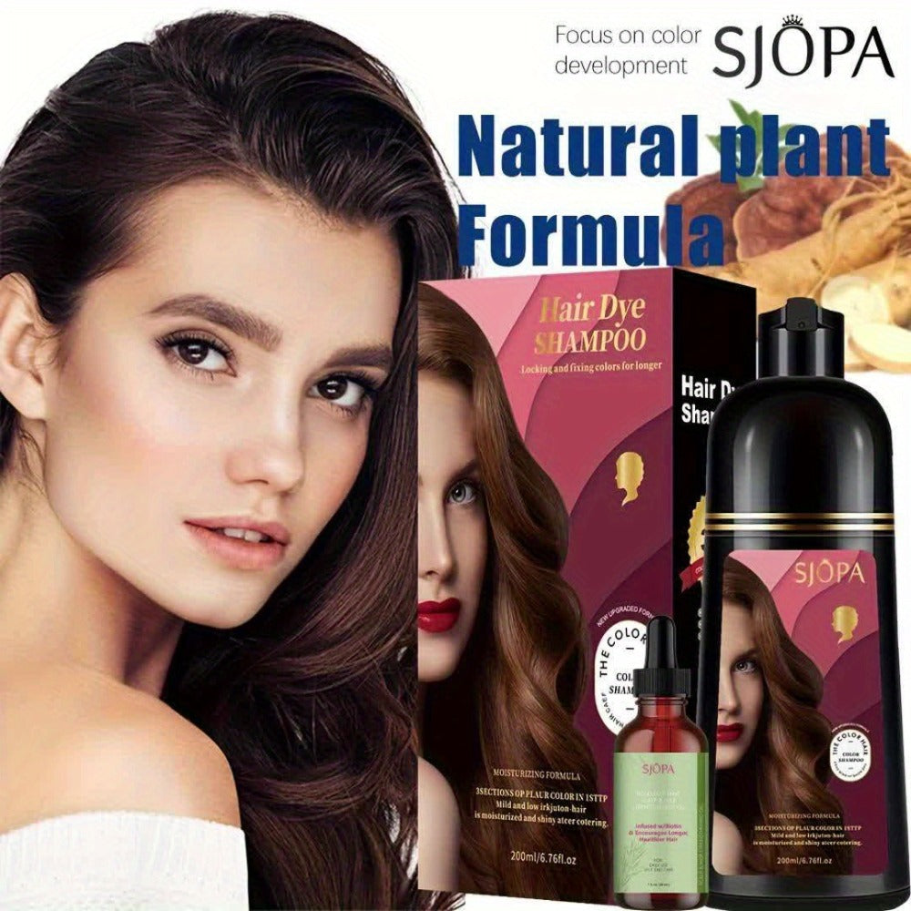 Hair Color Shampoo, SJOPA 3-in-1 Bottle-and-Dropper Set with 10 Rose, Brown, Purple and Black Color Options — image 19