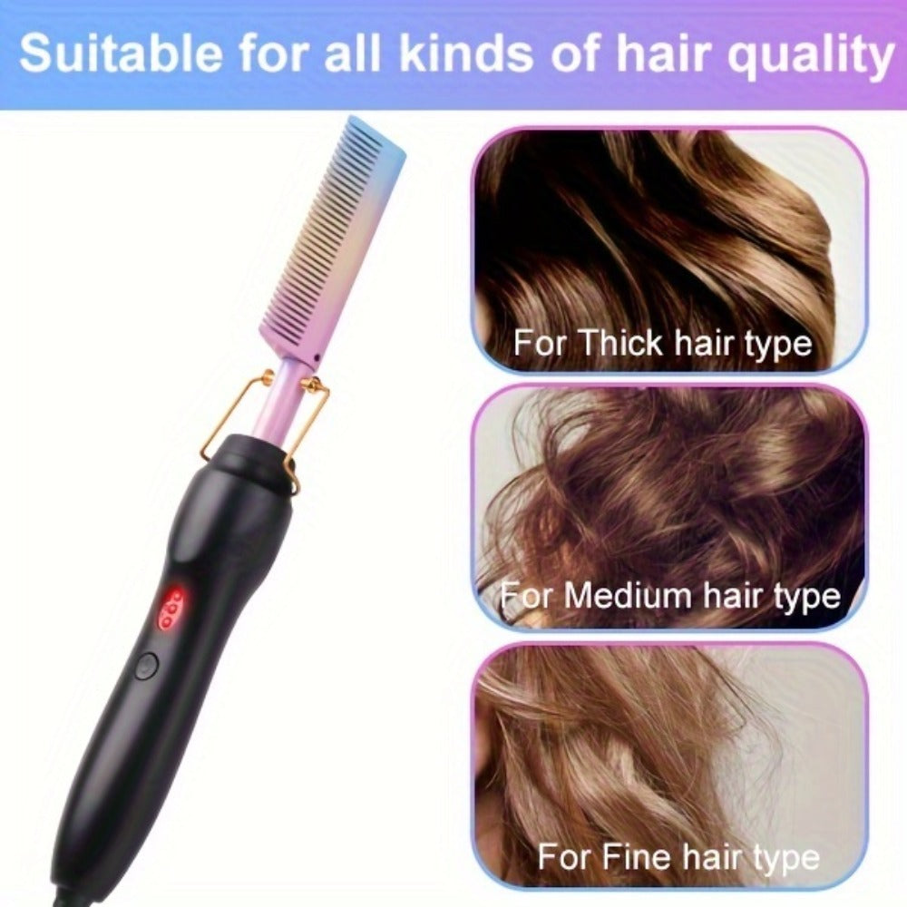 Electric Hot Comb Heated Beard Straightener Brush Fast Heating Anti-Scald Ceramic 2-in-1, for Home, Travel and Salon Hair Sty