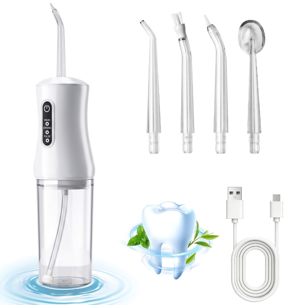 Adjustable Pressure Water Flosser with Interchangeable Nozzles – USB Rechargeable Smart Electric Oral Irrigator for Deep Teet
