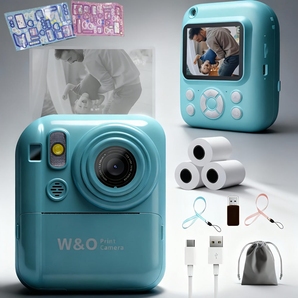 Kids Instant Print Digital Camera 1080P with 2.4" Screen, 3 Rolls Print with the Listed Color, Size or Set Options for Everyd