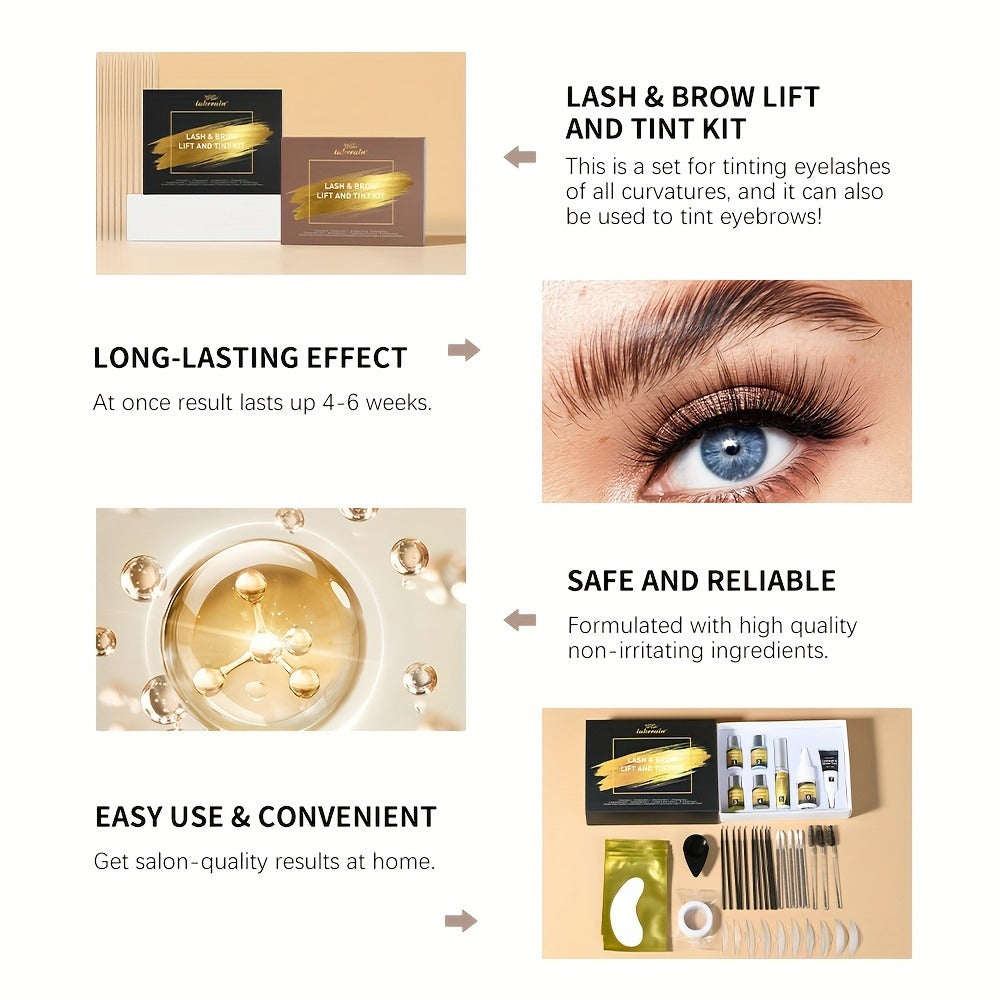 Lash Lift Kit & Brow Lamination Tint Set, 2-in-1 Eyelash Perm & Eyebrow Lamination with Black Brown Tint Dye — image 8