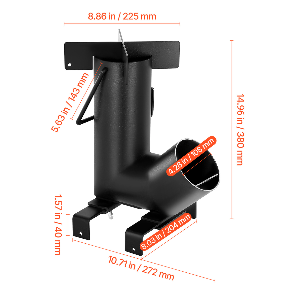 Black Wood-Burning Rocket Camping Stove with Cast-Iron Cooktop, Storage Bag and 12.96-Pound Weight — image 7