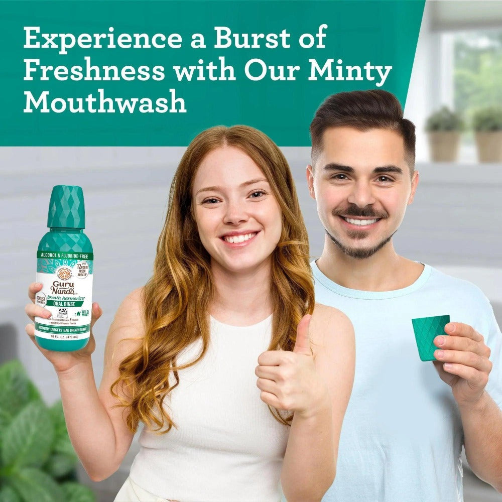 GuruNanda Alcohol Free Mouthwash 2 Pack 16 oz Each Fluoride Free Oral Rinse with 8 Essential Oils Sodium — image 9