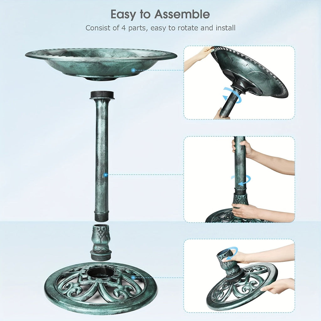 Solar Fountain, Bird Bath Set Vintage Outdoor Garden Pond Decor for Garden, Patio and Yard Use — image 2