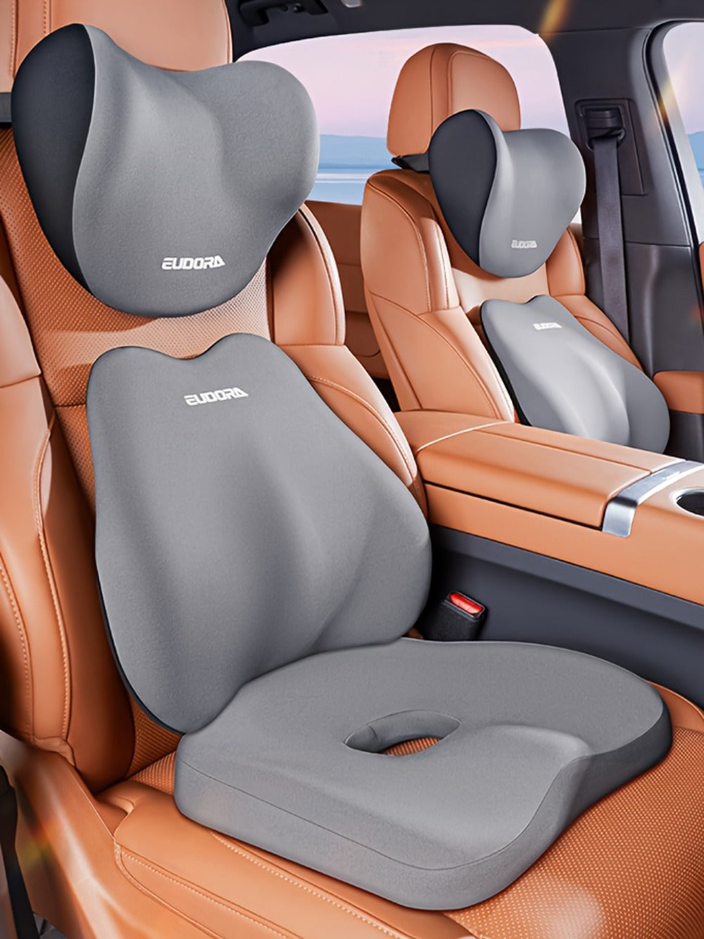 Memory Foam Car Seat Cushion & Back Cushion Set – Ergonomic Lumbar & Hip Support, Non-Slip, Machine Washable, Fits Sedans SUV