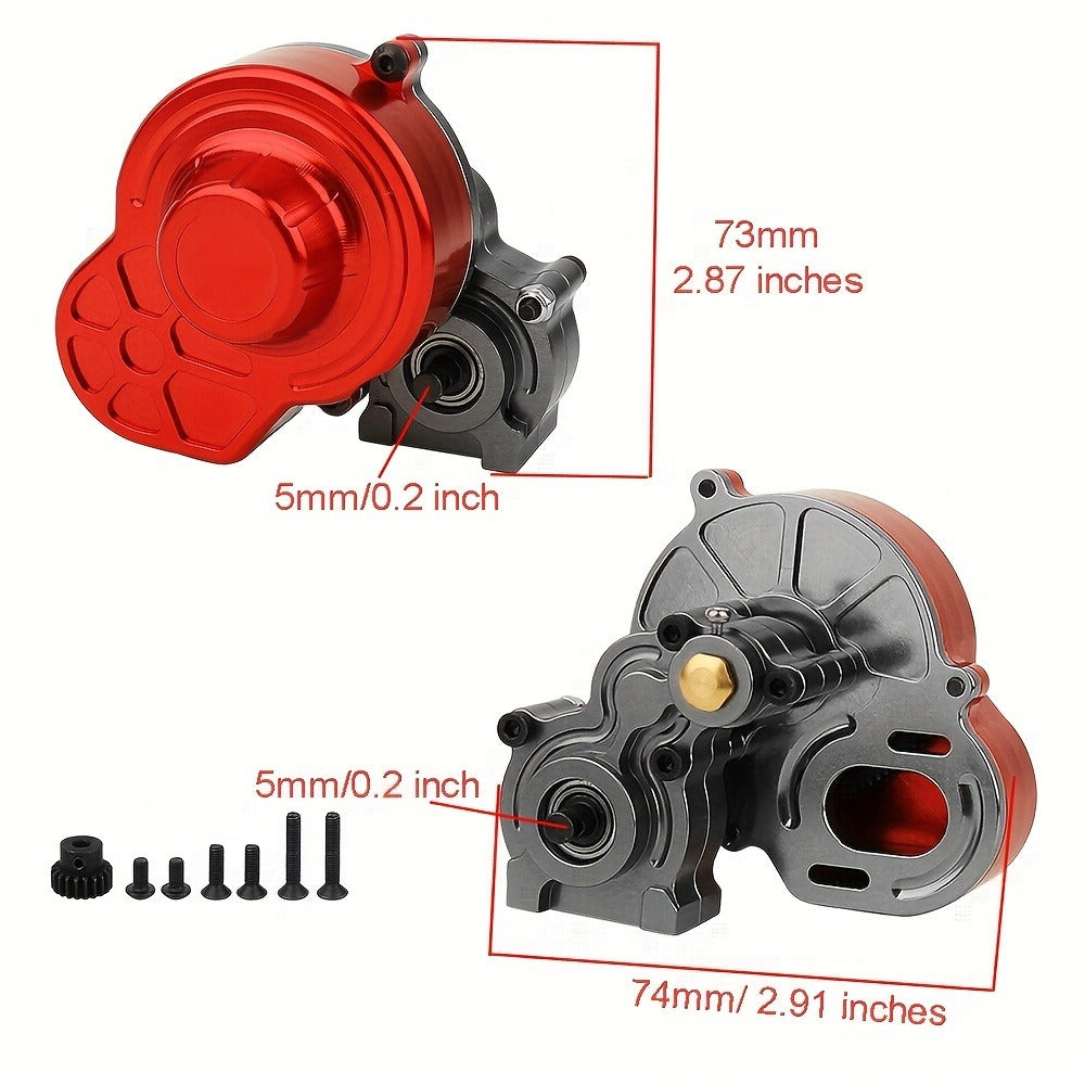 Metal Gearbox with Motor Gears for 1/10 RC Crawler Truck – LCG Transmission Upgrade for Axial SCX10 WRAITH 313mm Wheelbase — 