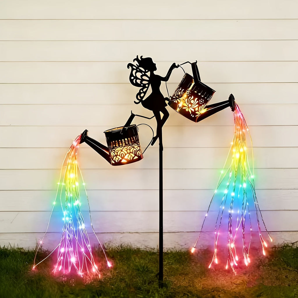 Solar Garden Lights Fairy Waterfall Statue with Multicolor String Lights and Ground-Stake Installation — image 2