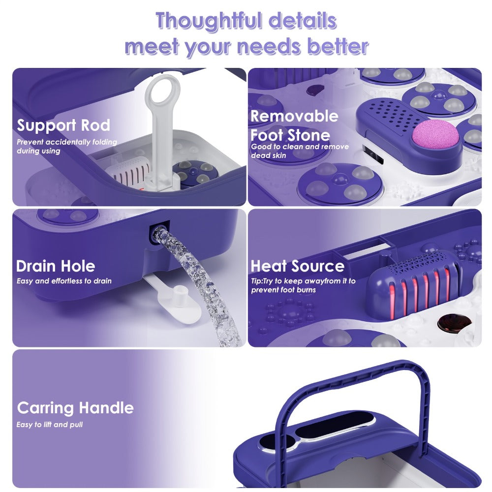 Foot Spa Massager Collapsible with Heater & Temperature Control – Foot Bath with Bubbles, 6 Massage Rollers, Vibration — imag