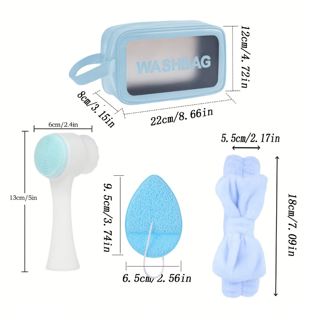 Face Cleansing Brush Set 7pcs Spa Skincare Kit – Mask Brush Scrub Brush Detailing Brush Velvet Headband & Wash Bag — image 13