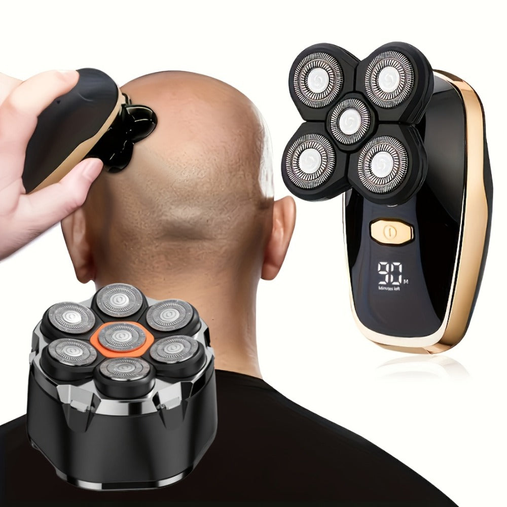 Palm-Size Multi-Rotary Electric Shaver with Display in 5D, 7D and Type A Checkout Styles Pictured — image 1