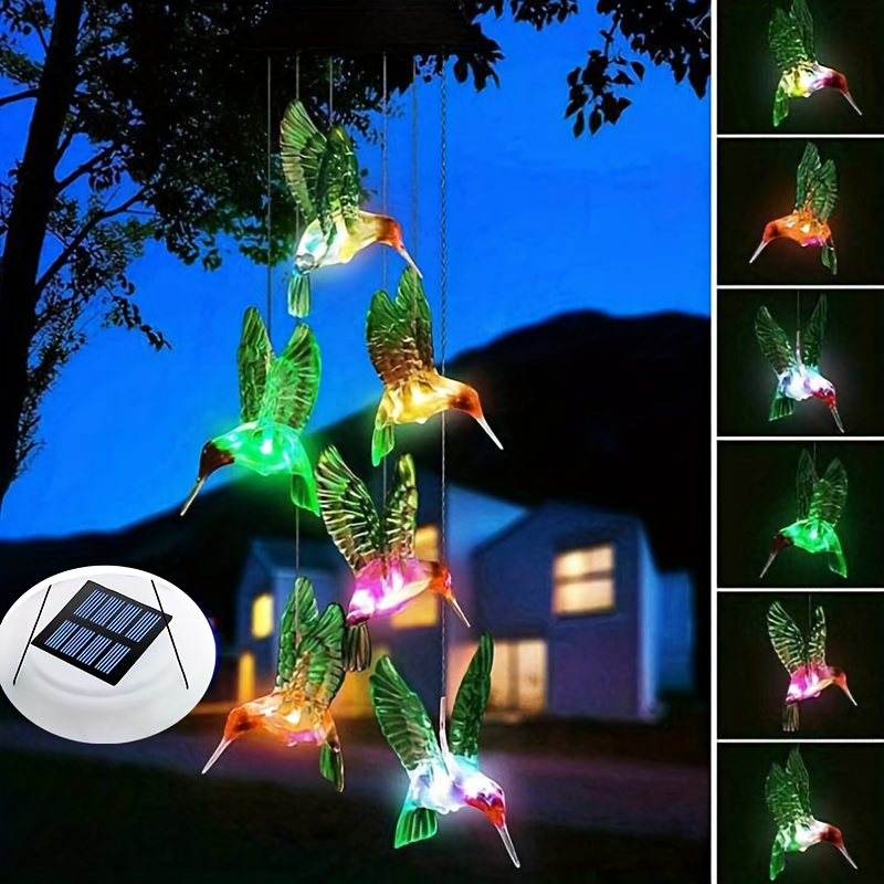 Solar Hummingbird Butterfly Pendant Light 6 LED Color, for Garden, Pathway and Patio Lighting — image 10