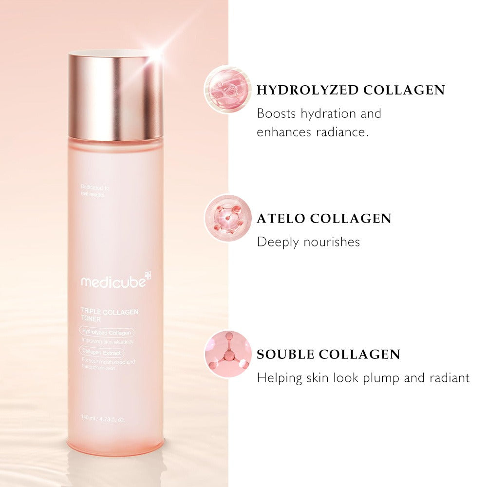Collagen Face Toner 140ml Triple Collagen Deep Hydration Plumping Toner with Hyaluronic Acid for Bath Time, Home Spa and Pers