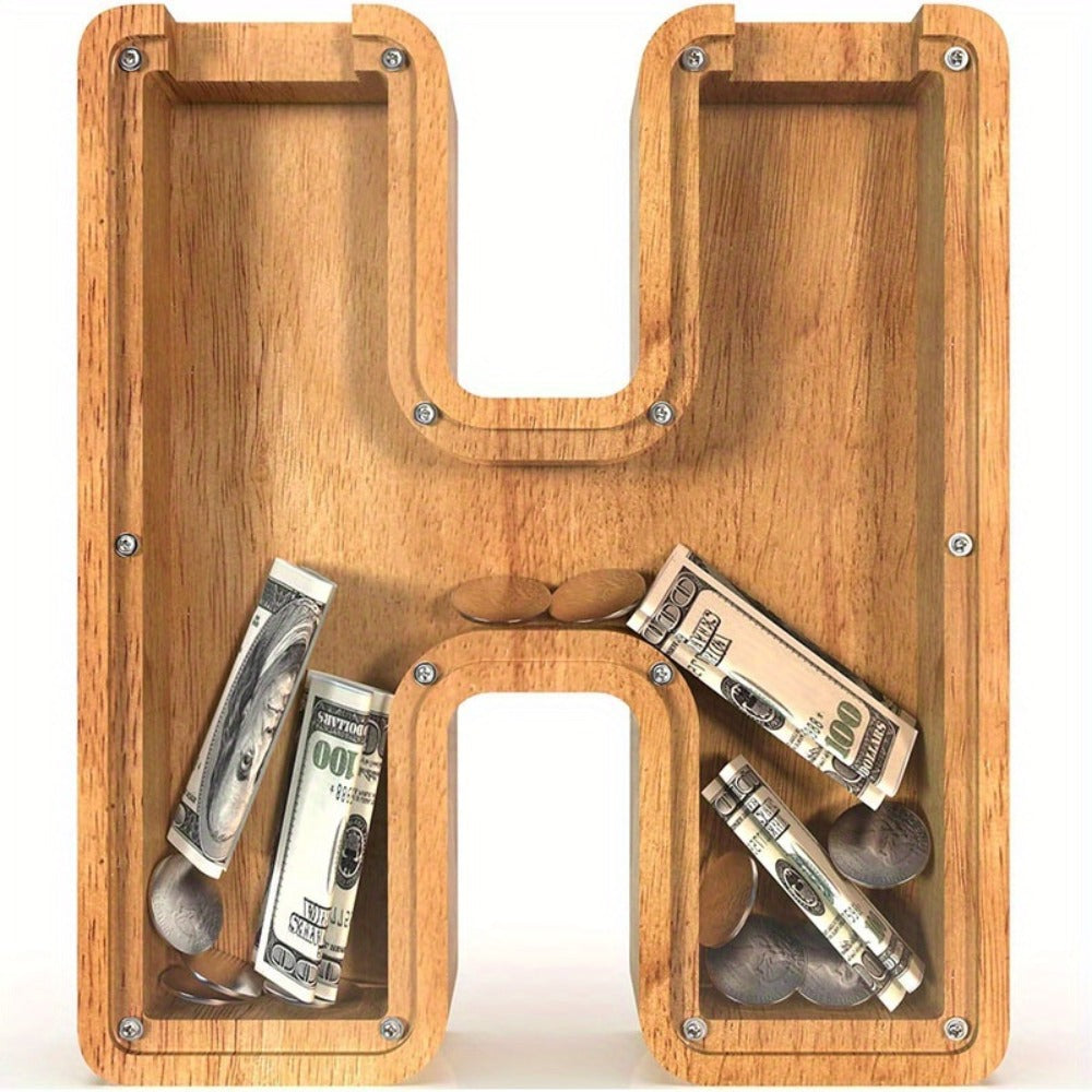 Wooden Letter Penny Bank – Alphabet Coin Bank Savings Box for Kids & Adults, Personalized Money Bank Birthday Gift — image 14
