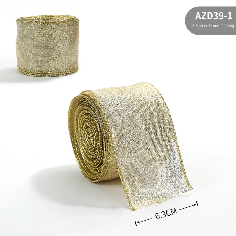 New Gold Onion Cloth Christmas Ribbon Gold Powder Decorative Bow Material Christmas Wire Edge Weaving Ribbon Decoration - V.I.P Digital Presence