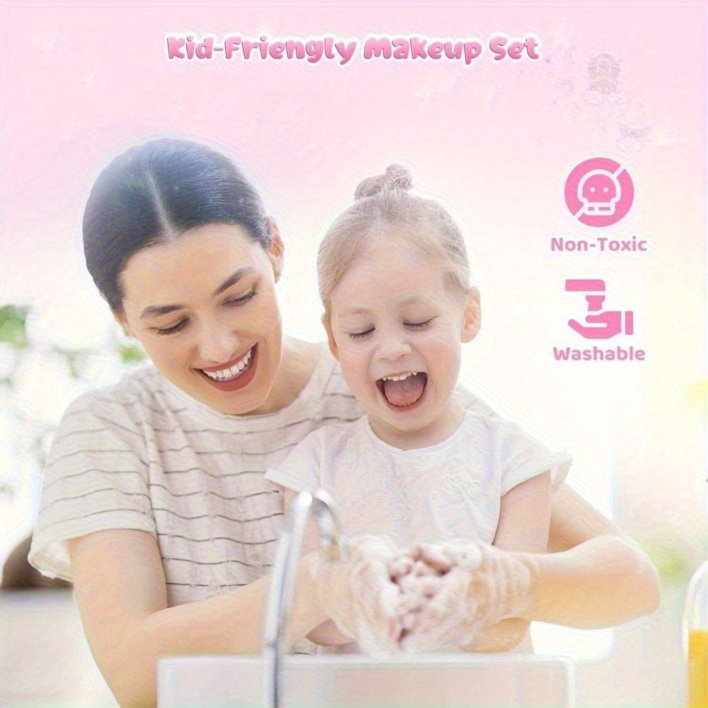 Kids Pretend Makeup Set for Girls Ages 3-12, Princess Cosmetics with Crossbody Coin Purse, Dress Up Role Play Toy — image 10