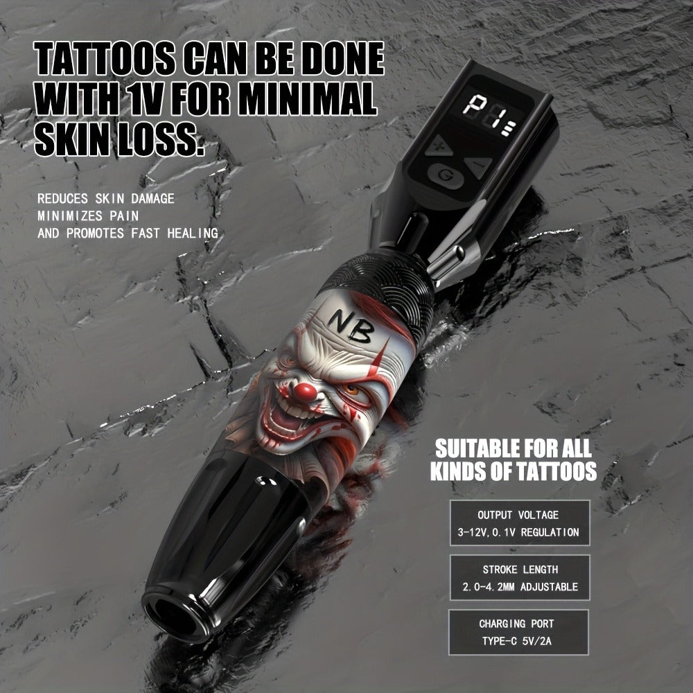 INKSOUL TM-81 Wireless Tattoo Kit Rotary Tattoo Pen with LCD Screen 1100mAh Battery for Temporary Body Art, Festivals and Cos