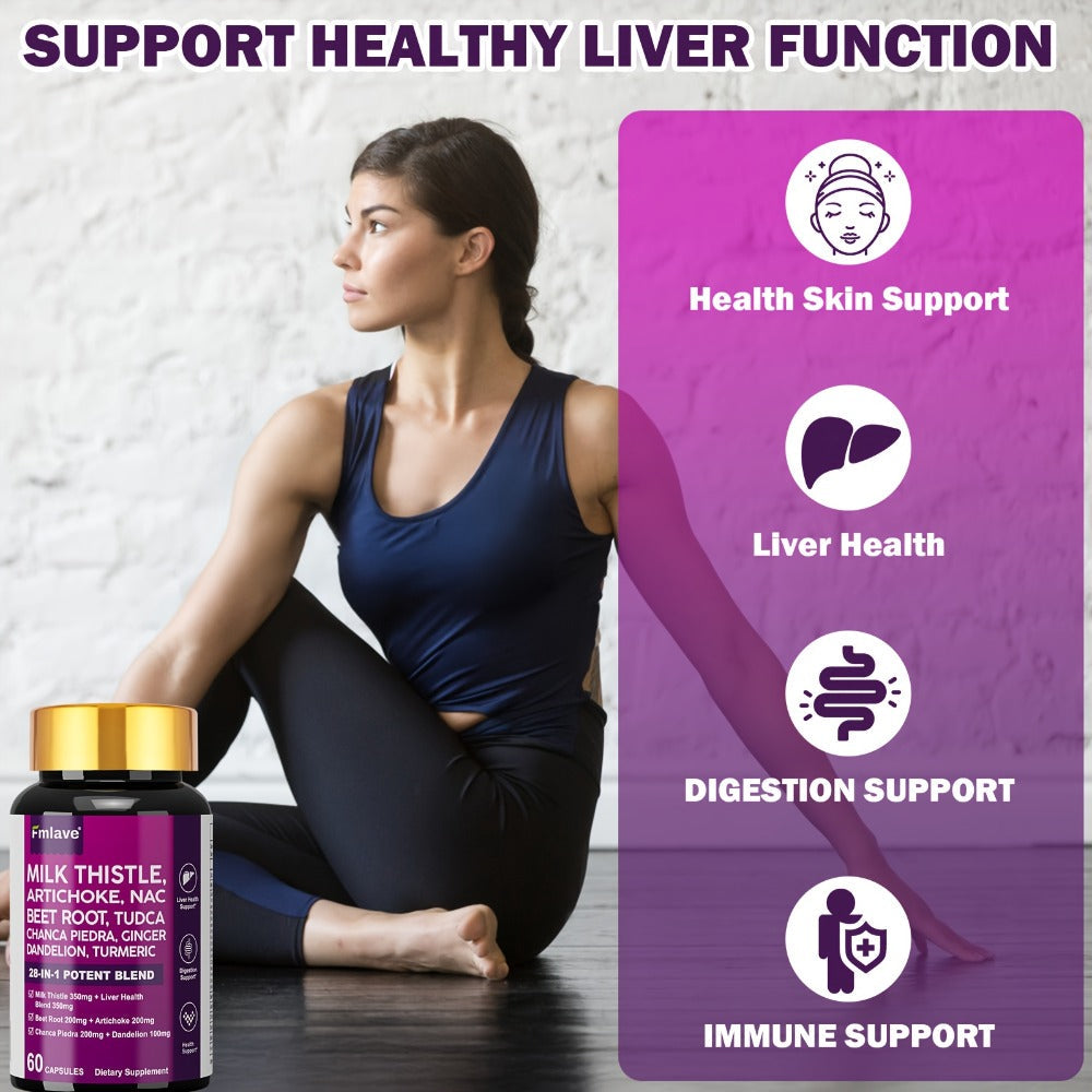 Liver Support Supplement 28-in-1 Ultimate Herbal Blend, Milk Thistle, Dandelion & Turmeric for Liver Cleanse — image 2