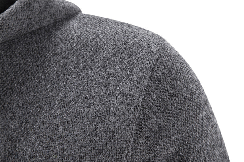 Men's Solid Color Casual Hooded Sweater Zipper Cardigan