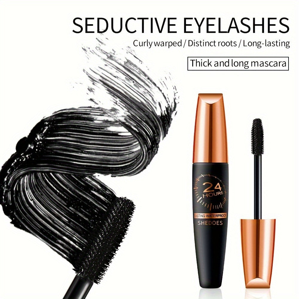 Black Mascara Three-Piece Set with Tapered Tubes, Copper-Color Caps and Black Bristle Applicator Wands — image 5