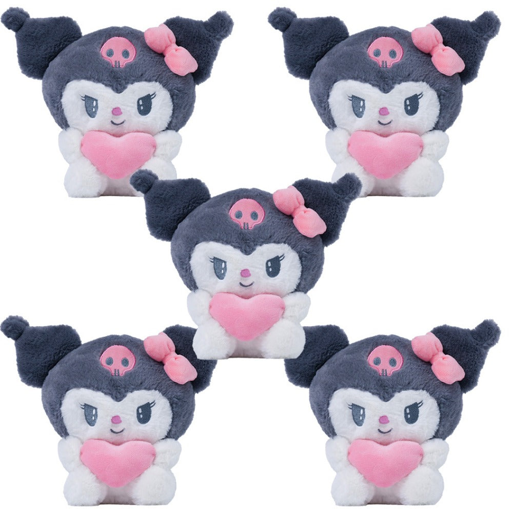 Plush Toy Heart-Holding Character Set with Five Pieces and Four Style Choices for Character Display, Room Decor and Gift Pres