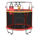 60 Inch Trampoline with Enclosure and Gymnastics Bar, Height Adjustable Indoor Outdoor Round Trampoline with Toys for Kids — 
