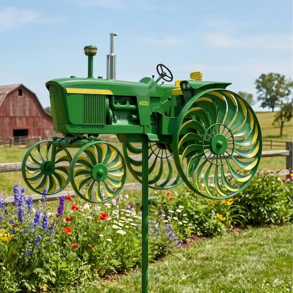 Garden Windmill Stake Tractor-Shaped | Rotating Wheels Pinwheel for Patio Yard Lawn Outdoor Sculpture Decor Gift — image 1