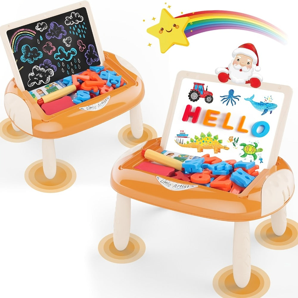 Double-Sided Kids Drawing Easel with Foldable Tabletop Stand, Chalkboard, Whiteboard and Six Color Options — image 14
