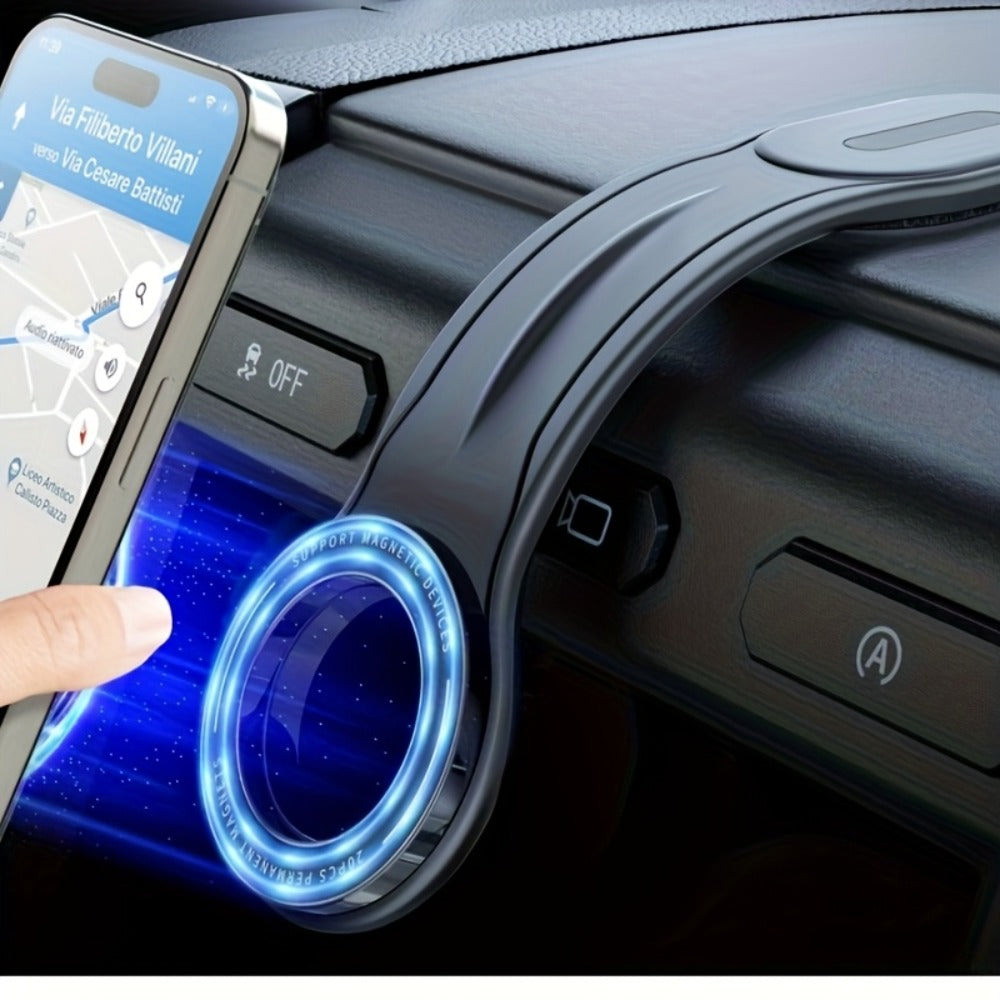 Flexible Gooseneck Car Phone Mount with Round Magnetic Head, Dashboard Base and Two Black Model Options — image 1