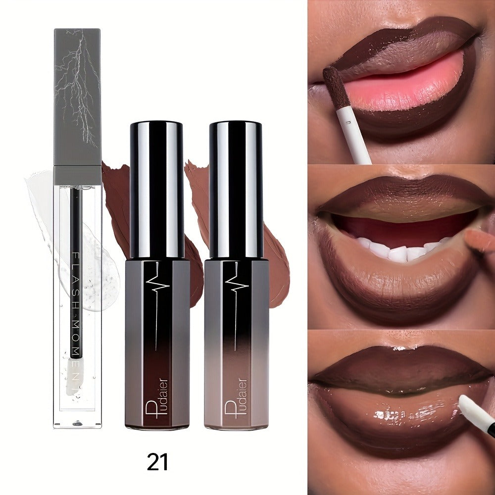 Lip Gloss Set by Pudaier with Clear Lip Oil, Two Matte Lip Colors and Three Retained Shade Options — image 7