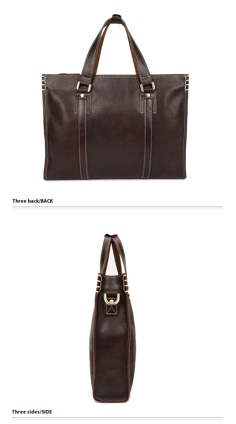 First Layer Cowhide Oily Leather Shoulder Messenger Bag