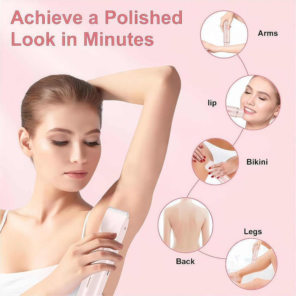 Bikini Trimmer for Women 2-in-1 Dual Head IPX7 Waterproof Electric Shaver Body Hair Trimmer Facial Hair Remover Bikini Undera